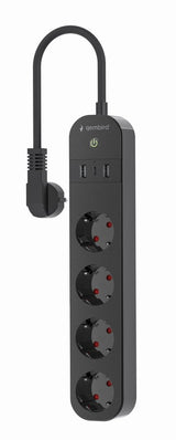 EAN 8716309128407 - Gembird TSL-PS-S4U-01 regleta inteligente 4 salidas AC Tipo E 1,5 m 3 3680 W Negro imagen 2