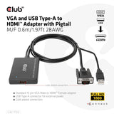 EAN 8719214472214 - CLUB3D CAC-1720 adaptador de cable de vídeo 0,6 m HDMI tipo A (Estándar) VGA (D-Sub) + USB Negro imagen 2