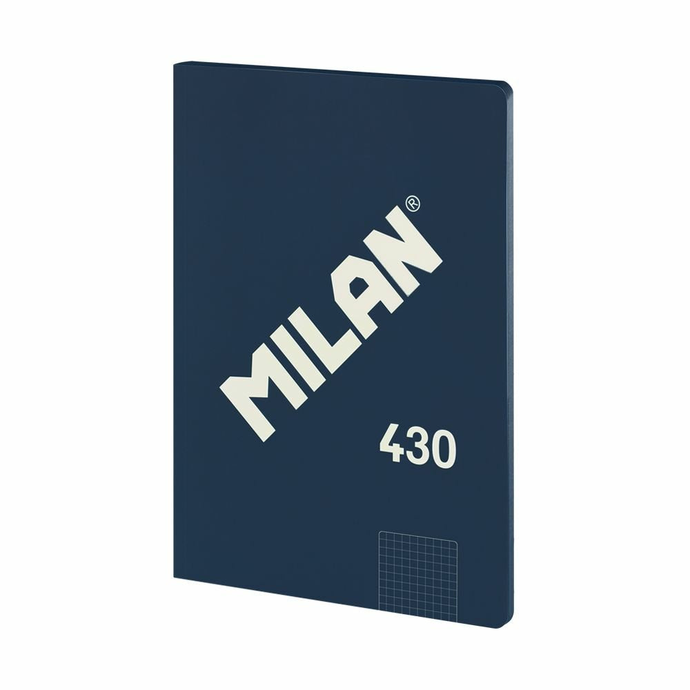 Milan Libreta Encolada Formato A4 Cuadricula 5x5mm - 48 Hojas De 95 Gr/M2 - Microperforado - Tapa Blanda - Color Azul