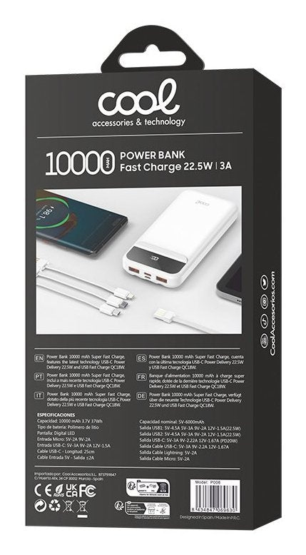 EAN 8434847069630 - COOL Accesorios 8434847069630 batería externa Polímero de litio 10000 mAh Blanco imagen 5