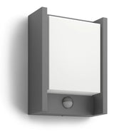 Aplique Exterior Philips Arbour 6w Sensor Movimiento 600lm 4000k Impermeable Ip44 Aluminio Antracita