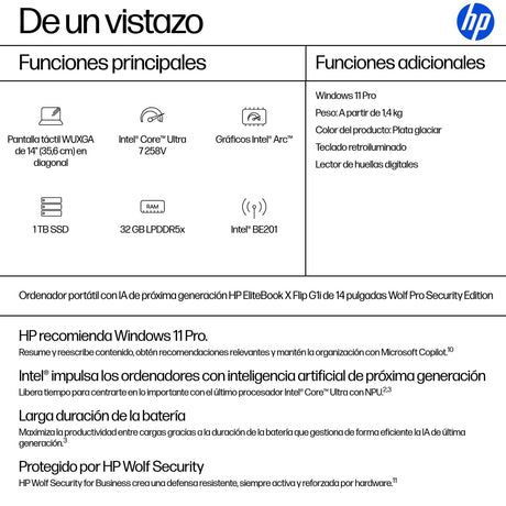 EAN 0198990470603 - HP EliteBook X Flip G1i Next Gen AI PC Wolf Pro Security Edition Copilot+ PC Intel Core Ultra 7 258V Híbr imagen 4
