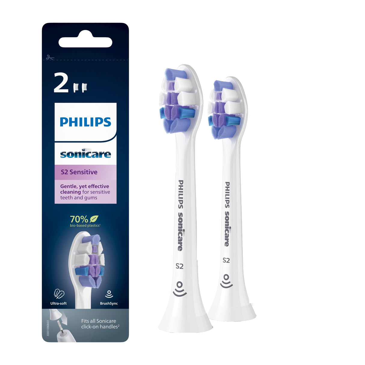 EAN 8720689020121 - Philips HX6052/10 cepillo de cabello 2 pieza(s) Blanco imagen 2