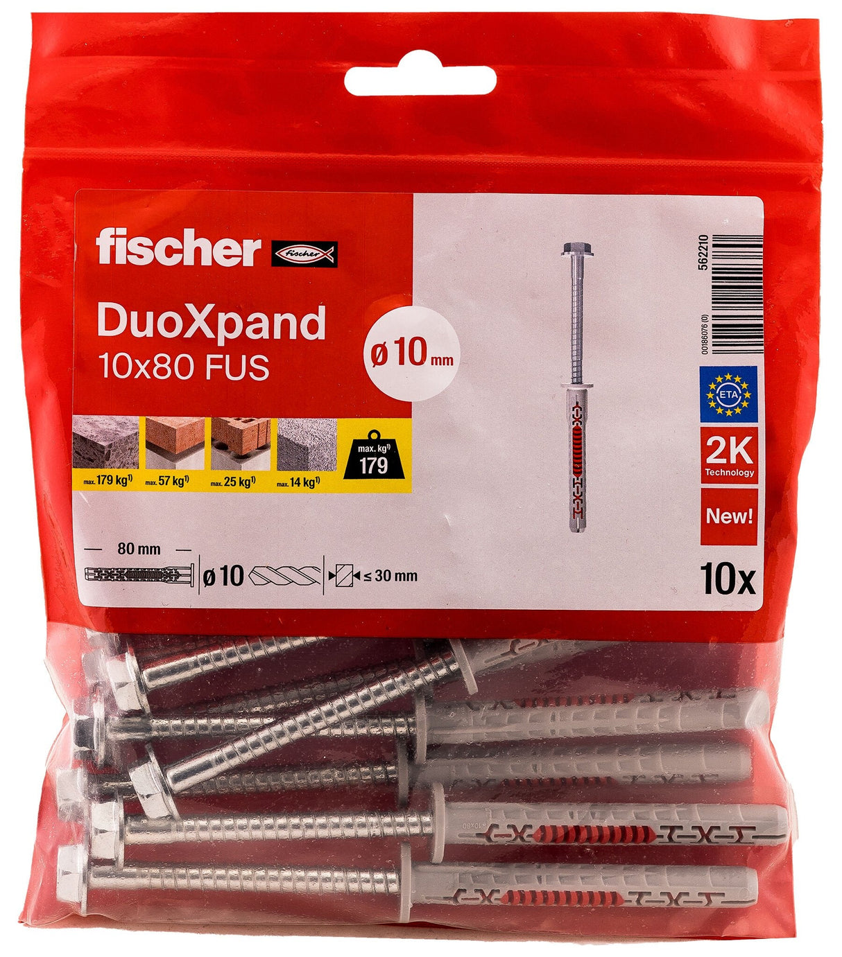 Tacos De Expansión Duoxpand Fus Ø10 X 80 Mm + Tornillos Ø7 X 89 Mm, Bolsa 10 Uds