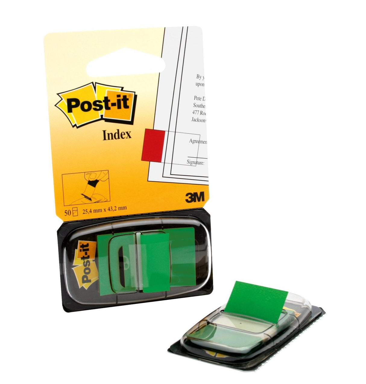 Marcador Index Post-It Mediano 3m  Dispensador 50 Unidades Verde