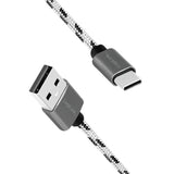 Usb 2.0 Type-C 3-Pack Cable Set, C M To A M, Alu, Nylon, Blanco Negro