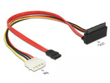 Delock 85514 Cable Sata De 6 Gb/S Hembra De 7 Pines + Enchufe De Alimentación De 4 Pines Molex > Sata Curvado Hacia Arriba, Hembra, Metálico De 22 Pines Y 30 Cm