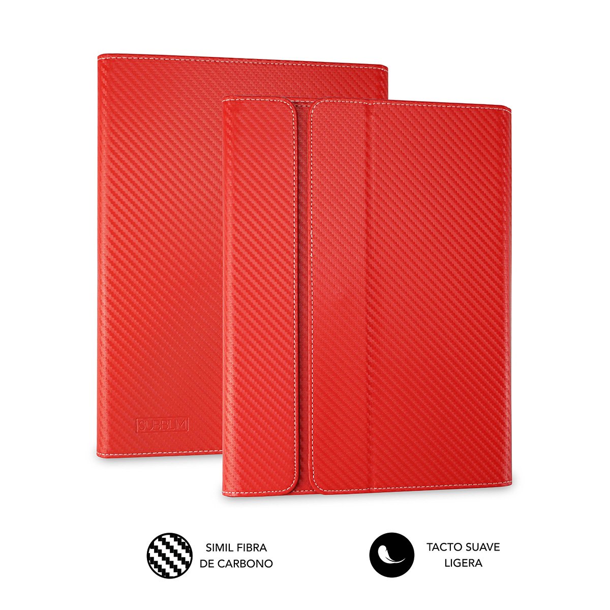 Funda Universal Subblim Rotate 360º Para Tablet Hasta 10.1'/25.6cm Red Rotación 360º Interior Aterciopelado Sistema Cierre Solapa Magnética