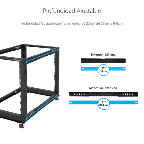 EAN 0065030858519 - StarTech.com 4POSTRACK25U armario rack Rack o bastidor independiente Negro imagen 10