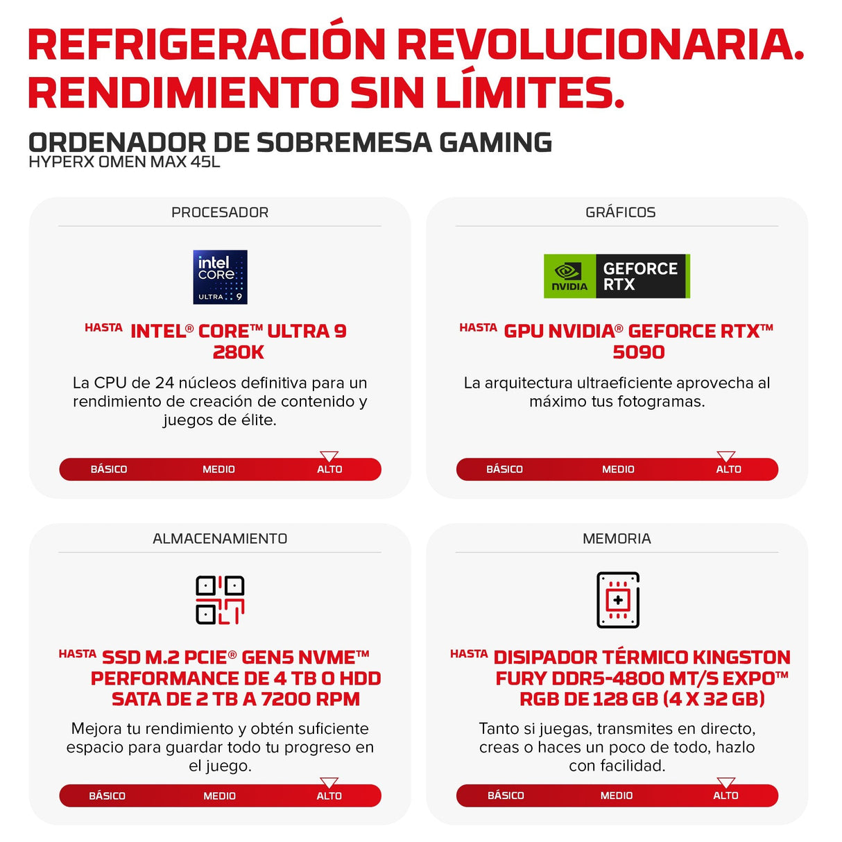 Pc Sobremesa Hyperx Omen Max 45l Gt24-0001ns Intel Core Ultra 7 270k Plus 32gb 2tb Ssd Rtx 5080 Windows 11 Wifi7
