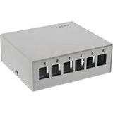 Inline Desktop Point Box 6x Keystone Rj45, Metal, Gris Claro Ral7035
