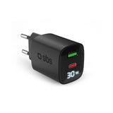 Sbs Pd Reiselader 30w Usb-C/18w Usb Lcd Gan Schwarz