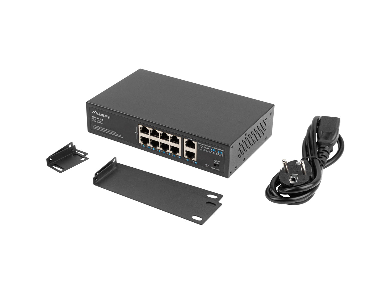 EAN 5901969428803 - Lanberg RSFE-8P-2GE-120 switch No administrado Gigabit Ethernet (10/100/1000) Energía sobre Ethernet (PoE imagen 2