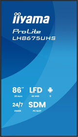 EAN 4948570125289 - iiyama LH8675UHS-B2AG pantalla de señalización Pantalla plana para señalización digital 2,17 m (85.6") LC imagen 5