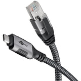 Cable Ethernet Goobay Usb-C 3.2 Gen2 Macho > Rj-45 Macho, Adaptador Lan Negro Plata, 7,5 Metros, Cubierta Textil Trenzada 70753