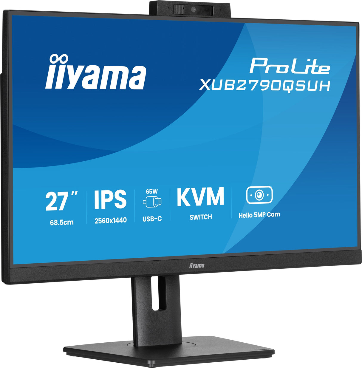 Iiyama Prolite Xub2790qsuh-B2 (68.5 Cm (27 Zoll), Negro (Matt), Qhd, Ips, Hdmi, Dp, Usb-C, Usb-Hub, Webcam, 100hz Panel) Xub2790qsuh-B2