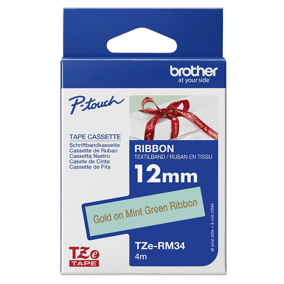 EAN 4977766802369 - Brother TZE-RM34 cinta para impresora de etiquetas Color dorado sobre verde menta imagen 3