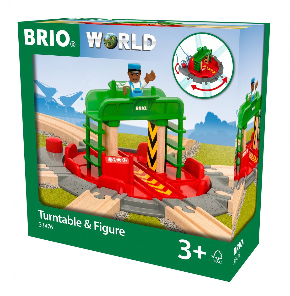 Brio Locomotora De La Placa Giratoria Con El Puente De Mando, Tren