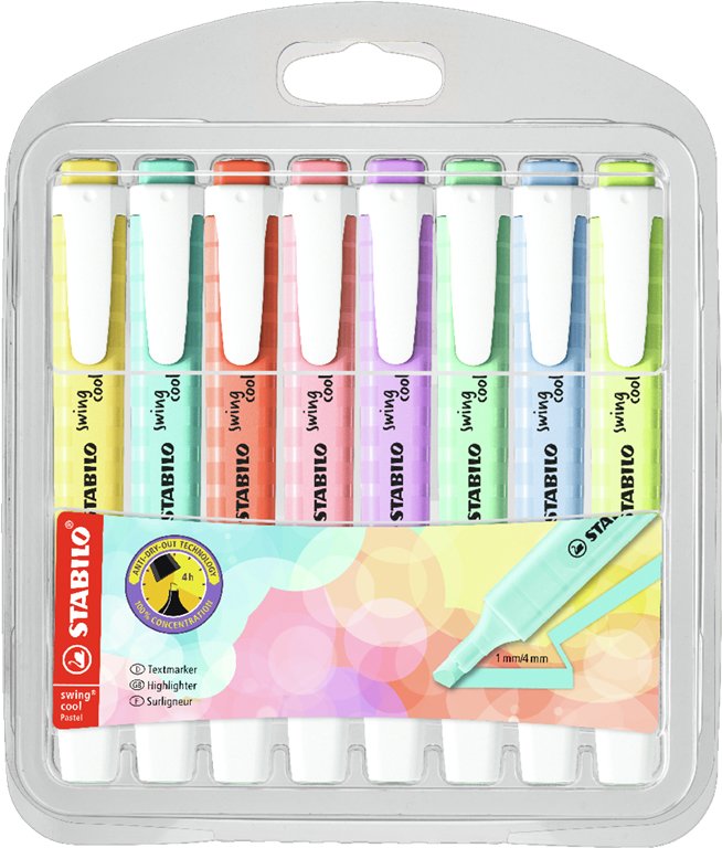Stabilo Swing Cool Pastel Marcador Fluorescente Surtidos - Estuche 8u-