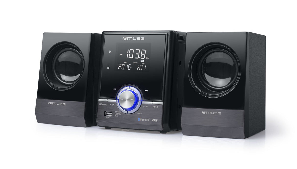 Muse Microcadena Cd Mp3 Bluetooth Usb Aux (M-38 Bt) Muse M-38 Bt, Home Audio Micro System, Negro, 1 Discos, 10 W, De 2 Vías, Fm