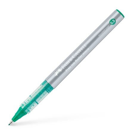 Faber-Castell Roller Free Ink Boligrafo De Tinta Liquida - Punta Conica 0,5mm - Ancho De Linea Extrafino - Clip De Metal - Color Verde