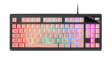 Teclado Mars Gaming Mkaxpes Pink Tecnología H-Mech Iluminación Rgb Control Reposamuñecas Gel Control Volumen Cable Usb 180cm