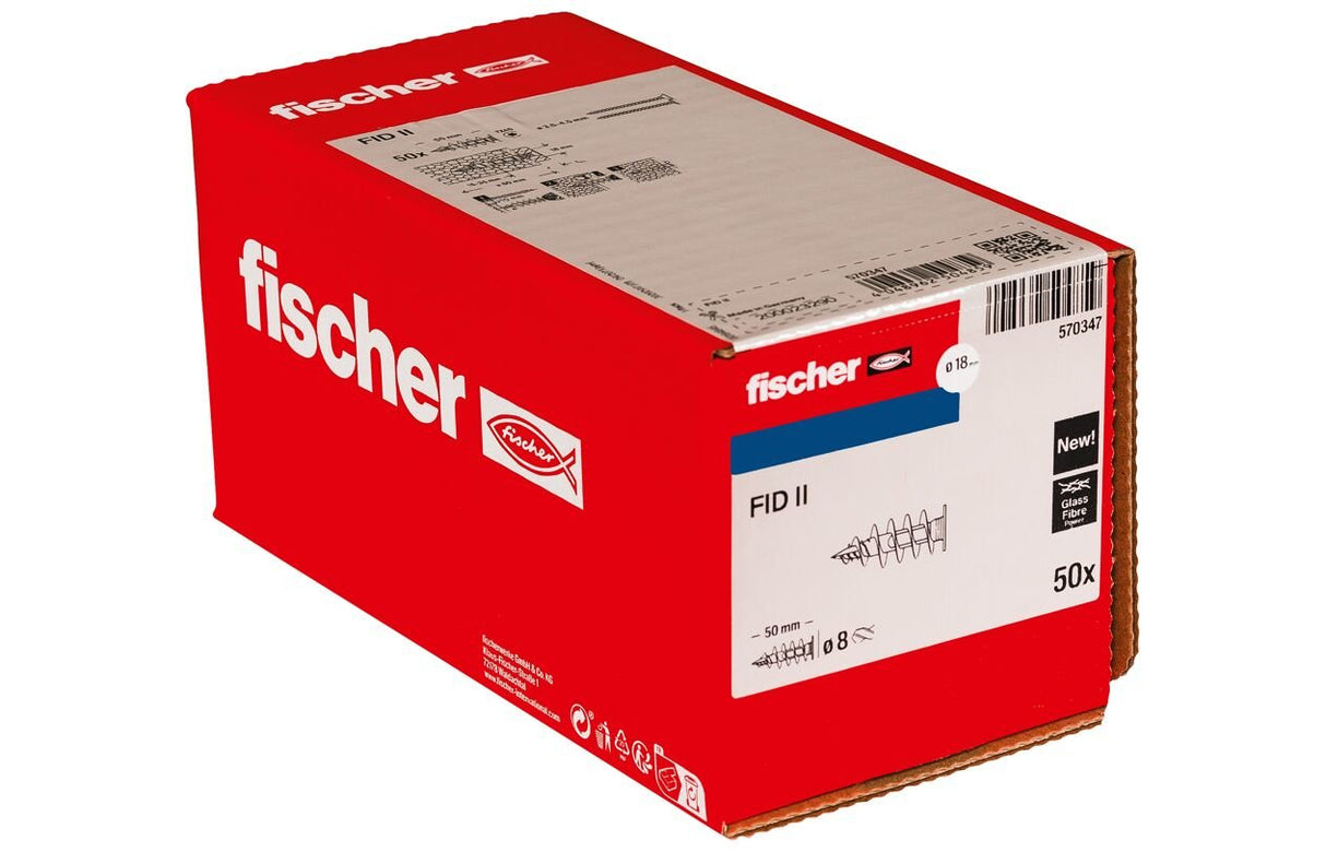 Tacos Aislantes Fischer Fid Ii 50 Mm Blanco, 50 Unidades 570347