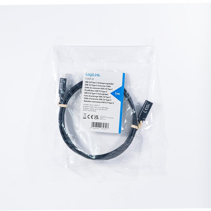 Usb 2.0 Type-C Cable, C M To C F, 480 Mbps, 60w, Negro, 3 M