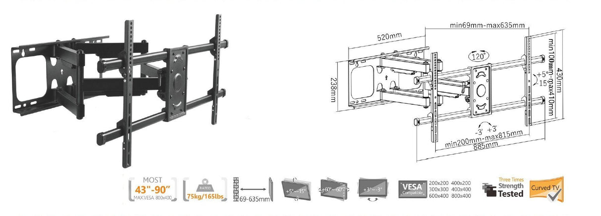 EAN 4015867205174 - Equip 650324 soporte para TV 2,29 m (90") Negro imagen 12