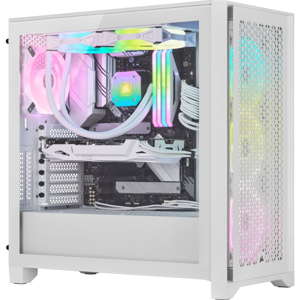 Caja Pc Atx Semitorre Corsair Icue 4000d Rgb Airflow Cristal  Blanca
