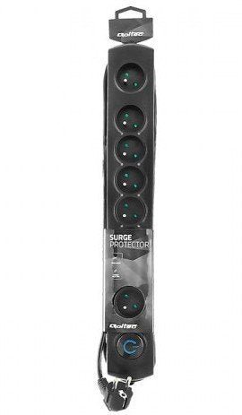 Qoltec 50113 Protector Contra Sobretensiones 8 Enchufes 1,8 M | Negro