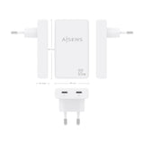Aisens Cargador De Pared Gan Ultra Delgado 65w, 2xusb-C Pd3.0 Qc4.0, Blanco