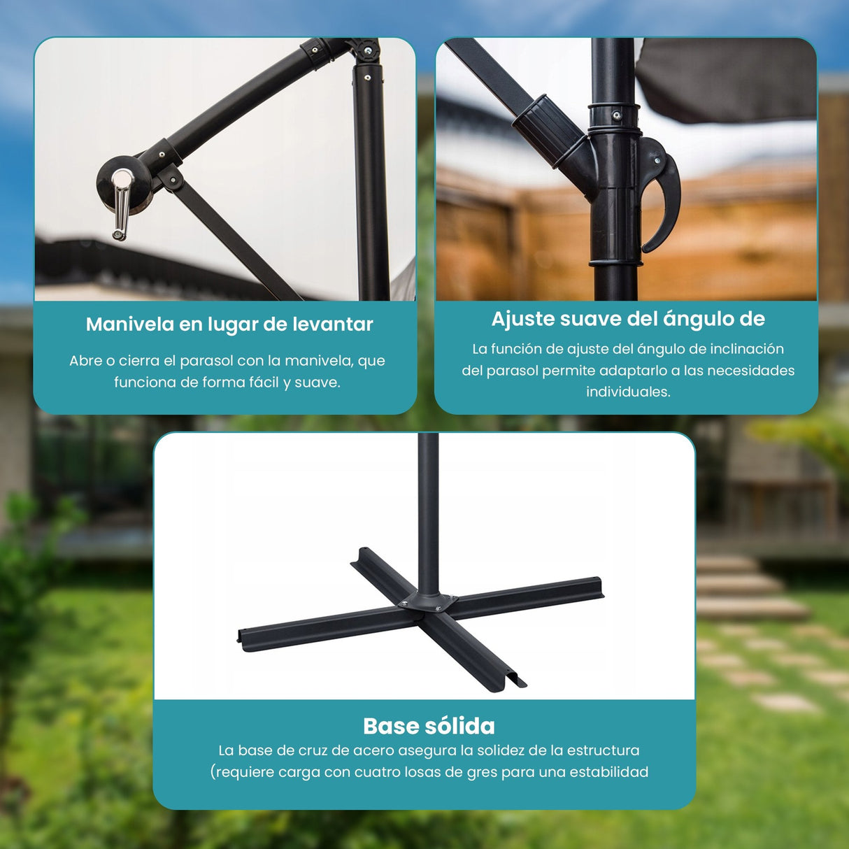 Black Forest Parasol Ogrodowy Z Boczkami Na Wysiegniku 3m Duzy Bezowy L-0713n