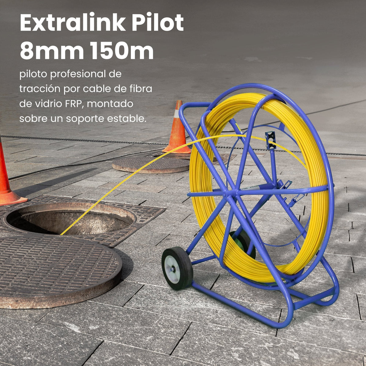 Extralink Cable Pulling Rod 8mm 150m Pilot Z Wlókna Szklanego Do Przeciagania Kabli 8mm 150m Zólty