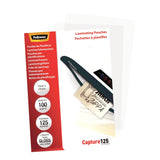 Fellowes Pack De 100 Fundas Para Plastificar Brillo Para Tarjetas 75 X 105mm - 125 Micras - Alta Calidad - Transparente