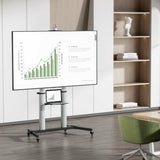 Aisens Soporte De Suelo Pro Con Ruedas, Bandejas Para Dvd Y Soporte De Cámara Para Monitor/Tv 100kg De 60-100, Negro-Plata