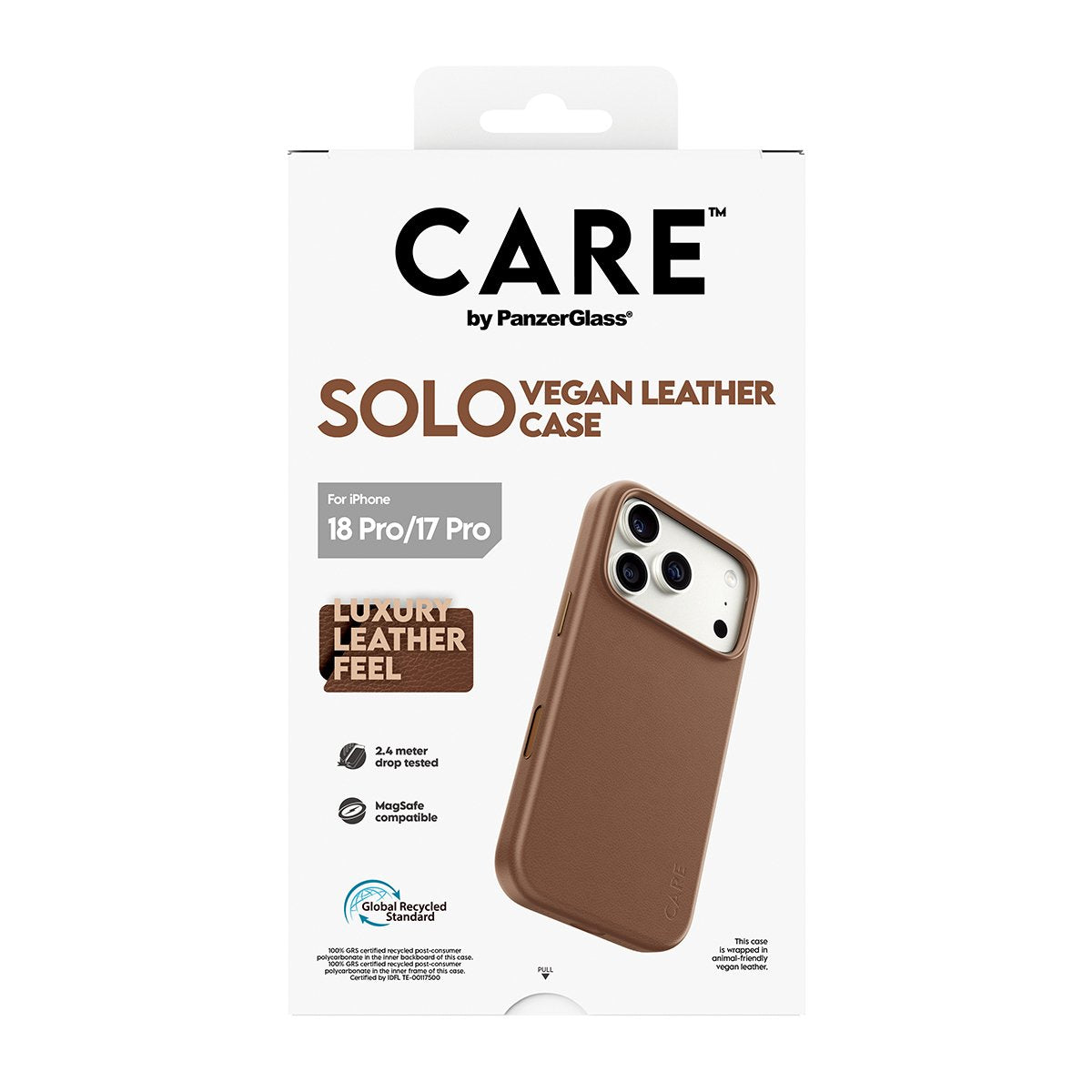 Panzerglass Care Solo Vegan Leather Case Brown W. Magsafe Iphone 18 Pro/ 17 Pro