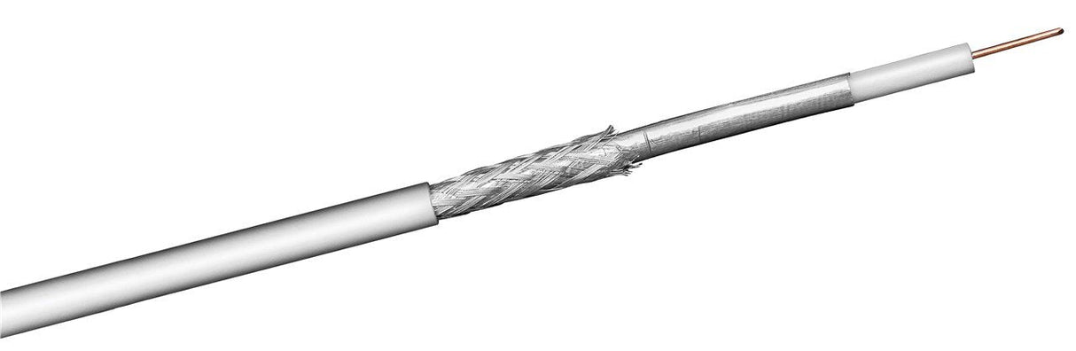 100db Coax- Antenna Cable, 2x Shielded, Ccs, Class A, White,
