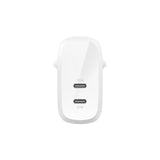 Belkin Wall Charger 30w Dual Usb-C, Pd 60w, Wht