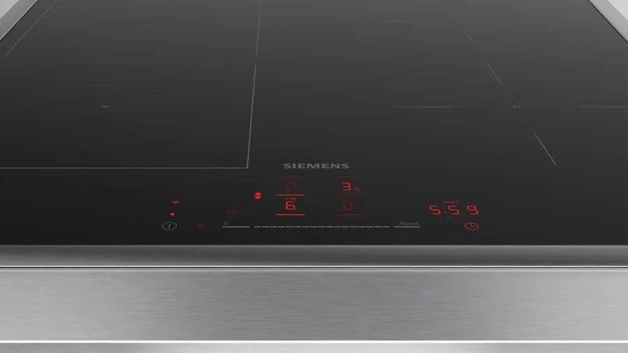 Siemens Ed64rhsb1e Iq500, Placa De Cocina Independiente Negra/Acero Inoxidable, 60 Cm, Home Connect Ed64rhsb1e