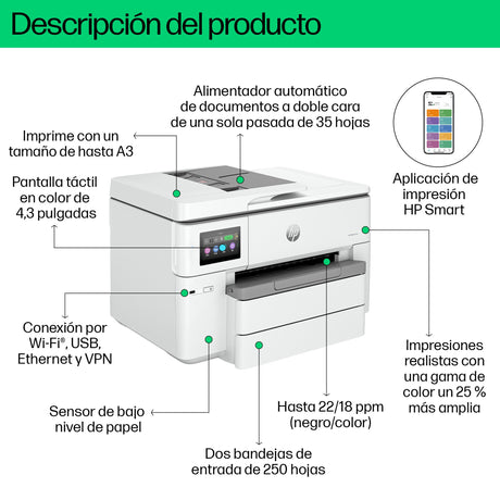 EAN 0196337487932 - HP OfficeJet Pro 9730e WF AiO Printer Inyección de tinta térmica A3 4800 x 1200 DPI 22 ppm Wifi imagen 6