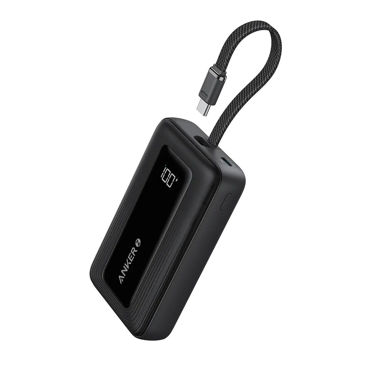 Anker Power Bank (10k,30w, Built-In Usb-C Cable), Black