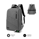 Mochila Subblim City Backpack Para Portátiles Hasta 15.6'/ Puerto Usb/ Gris