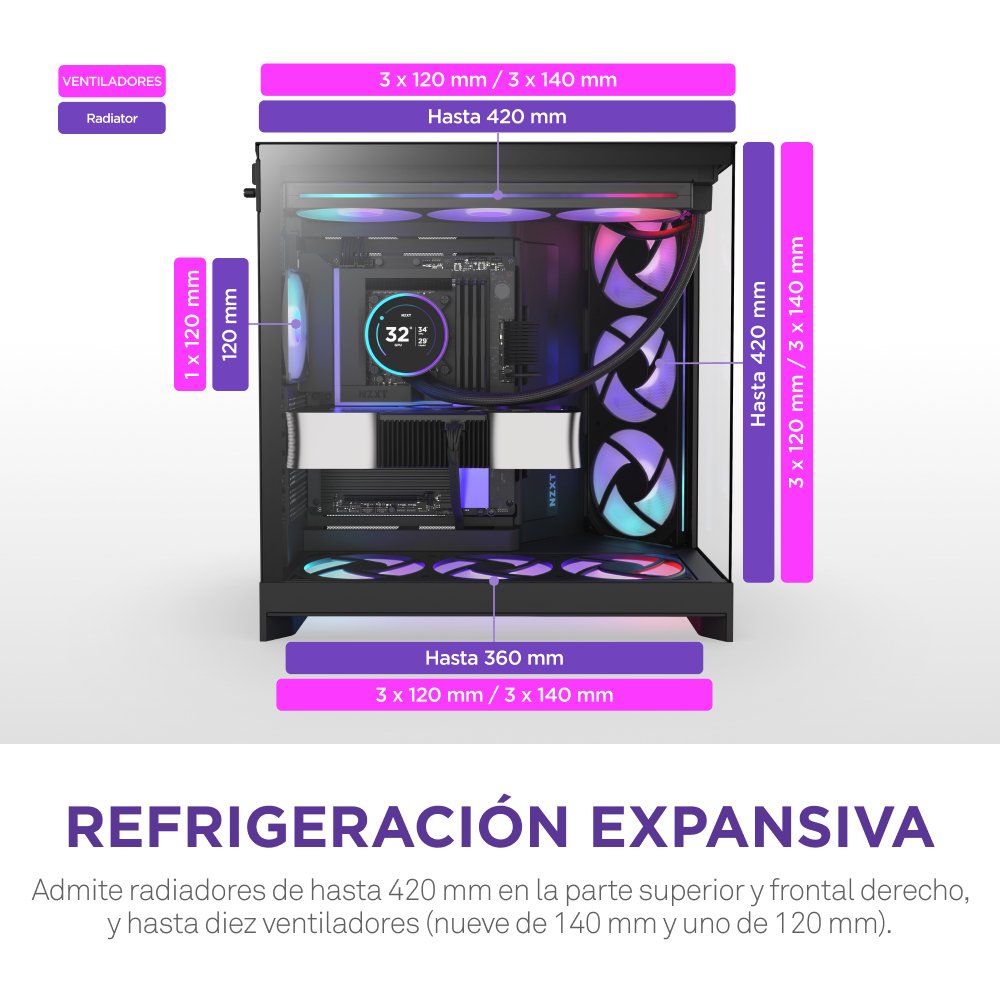 EAN 5056547207681 - NZXT H9 Flow RGB+ Midi Tower Negro imagen 13