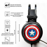 Auriculares Gaming Con Micrófono Marvel Captain America 001 Usb