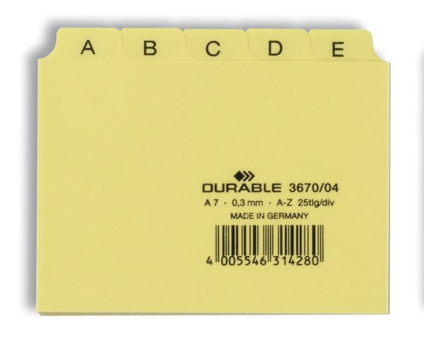 Durable Karteikartenregister A-Z Amarillo Para Din-A7-Karteikästen