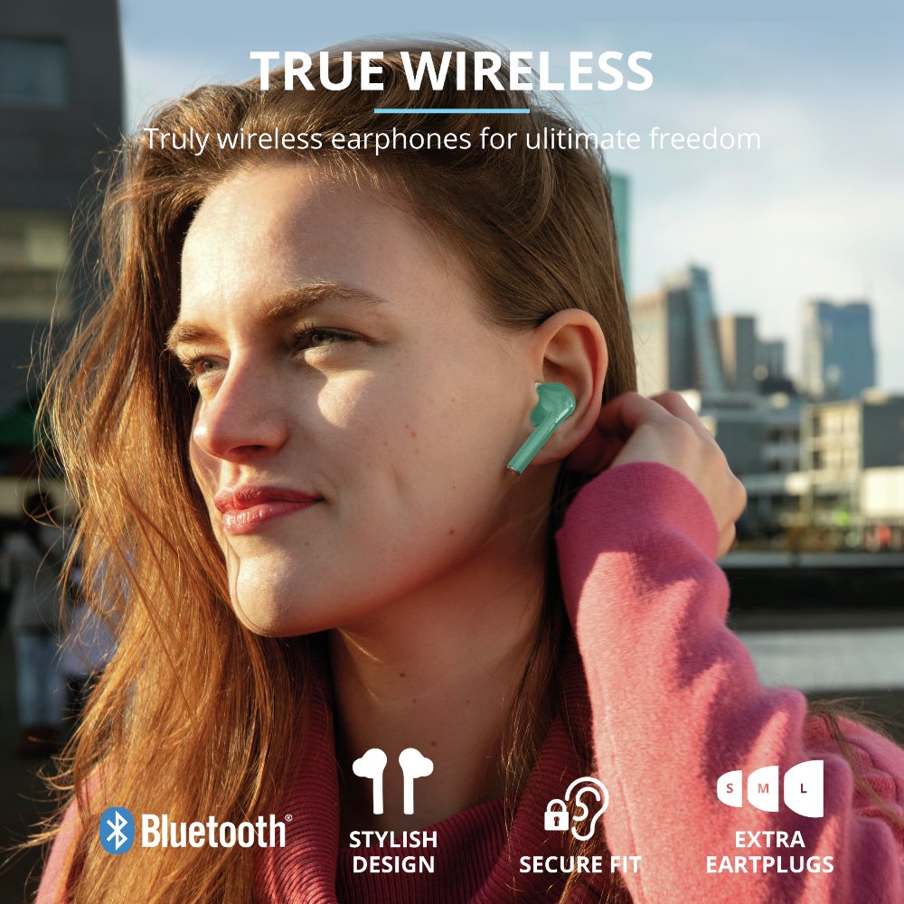 Auricular Trust Nika Wireless Bluetooth Earphones Carcasa Carga Turq 23703