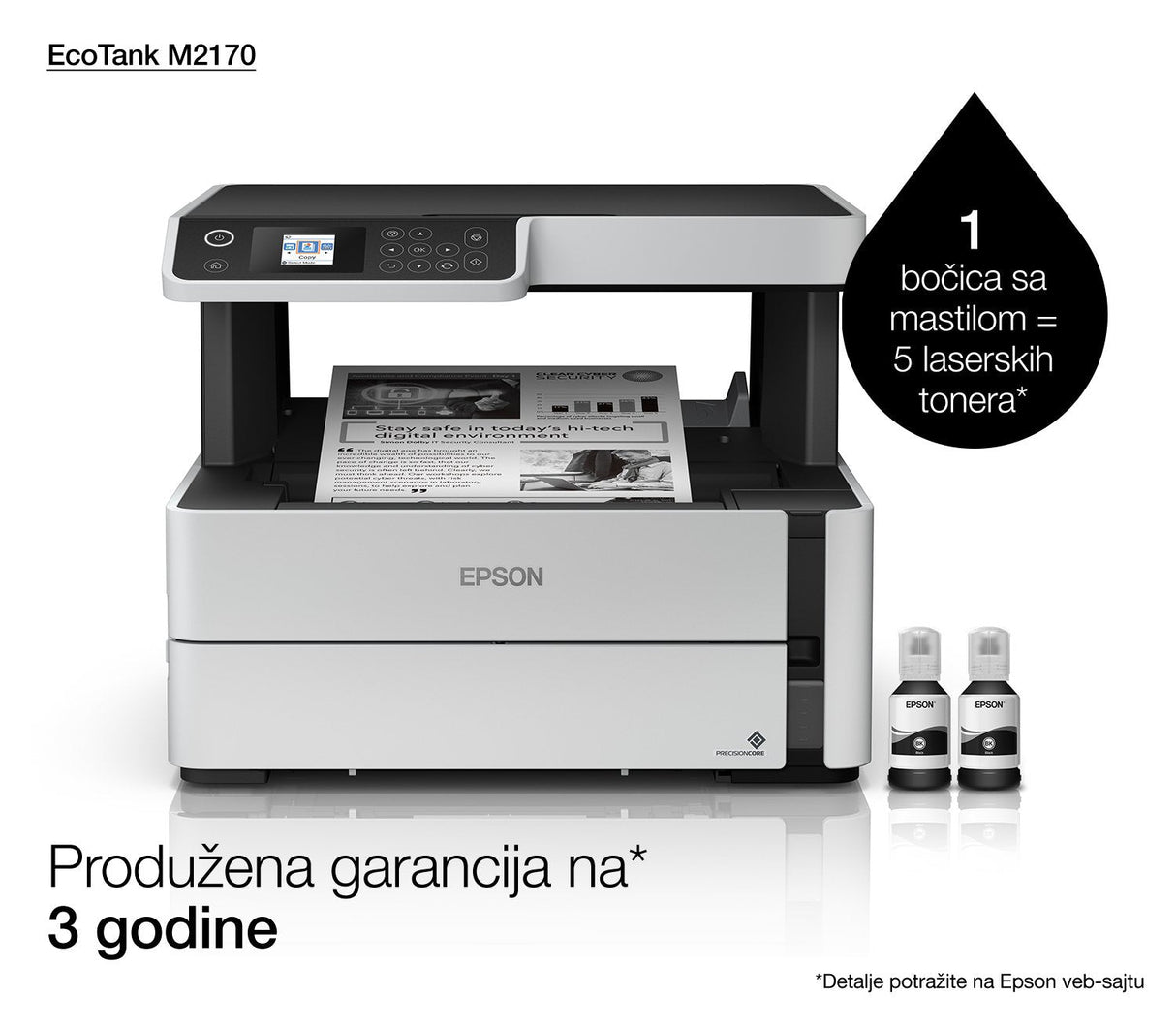 Impresora Epson Ecotank Mono Tinta M2170, 3 En 1, A4, 39 Ppm, Usb, Ethernet, Wi-Fi (Directo), Duplex, Lcd