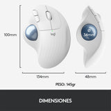 Ratón Trackball Inalámbrico Por Bluetooth Logitech Ergo M575 Hasta 2000 Dpi Blanco Crudo