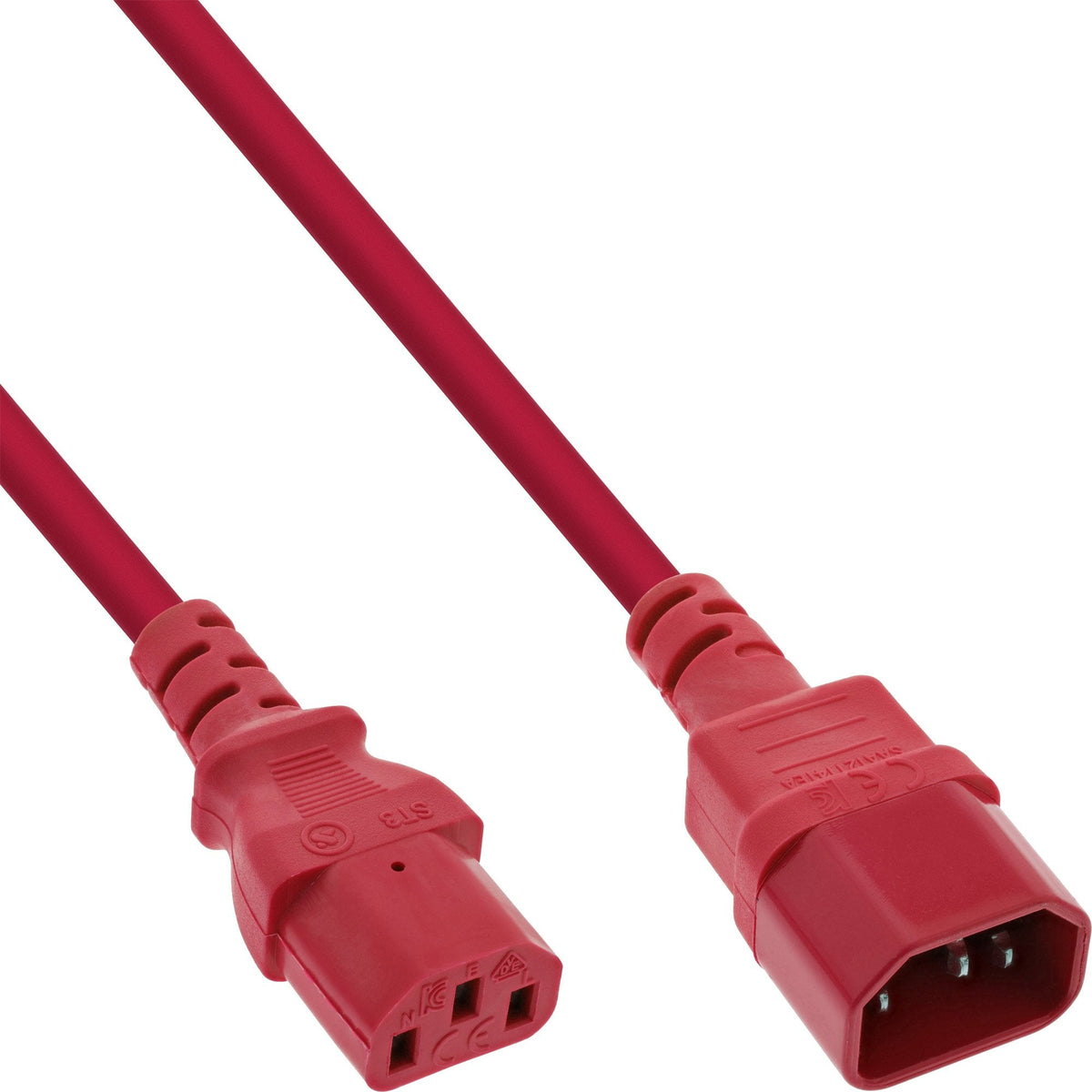 Prolongación Del Cable De Alimentación Inline, C13 A C14, Rojo, 1 M
